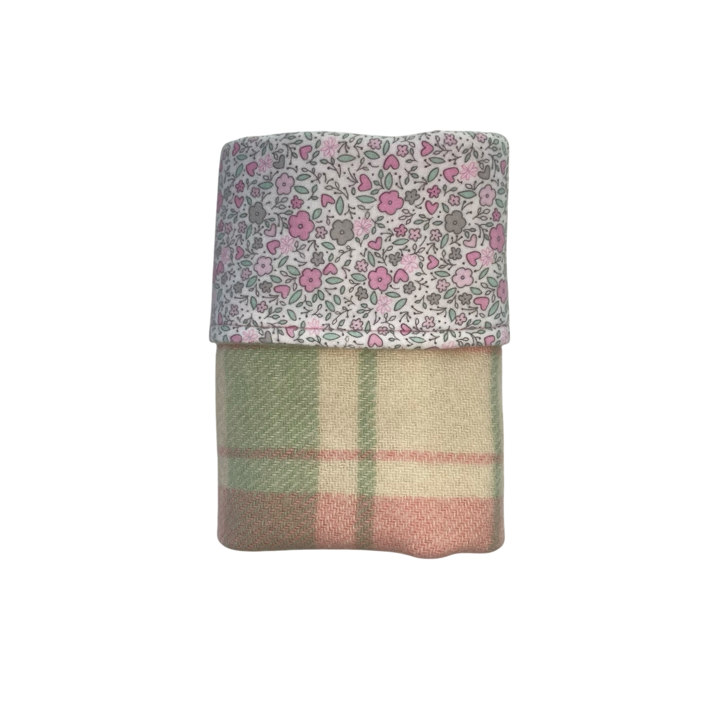 Woollen Blanket Pink, Green and Cream with Small Flowers