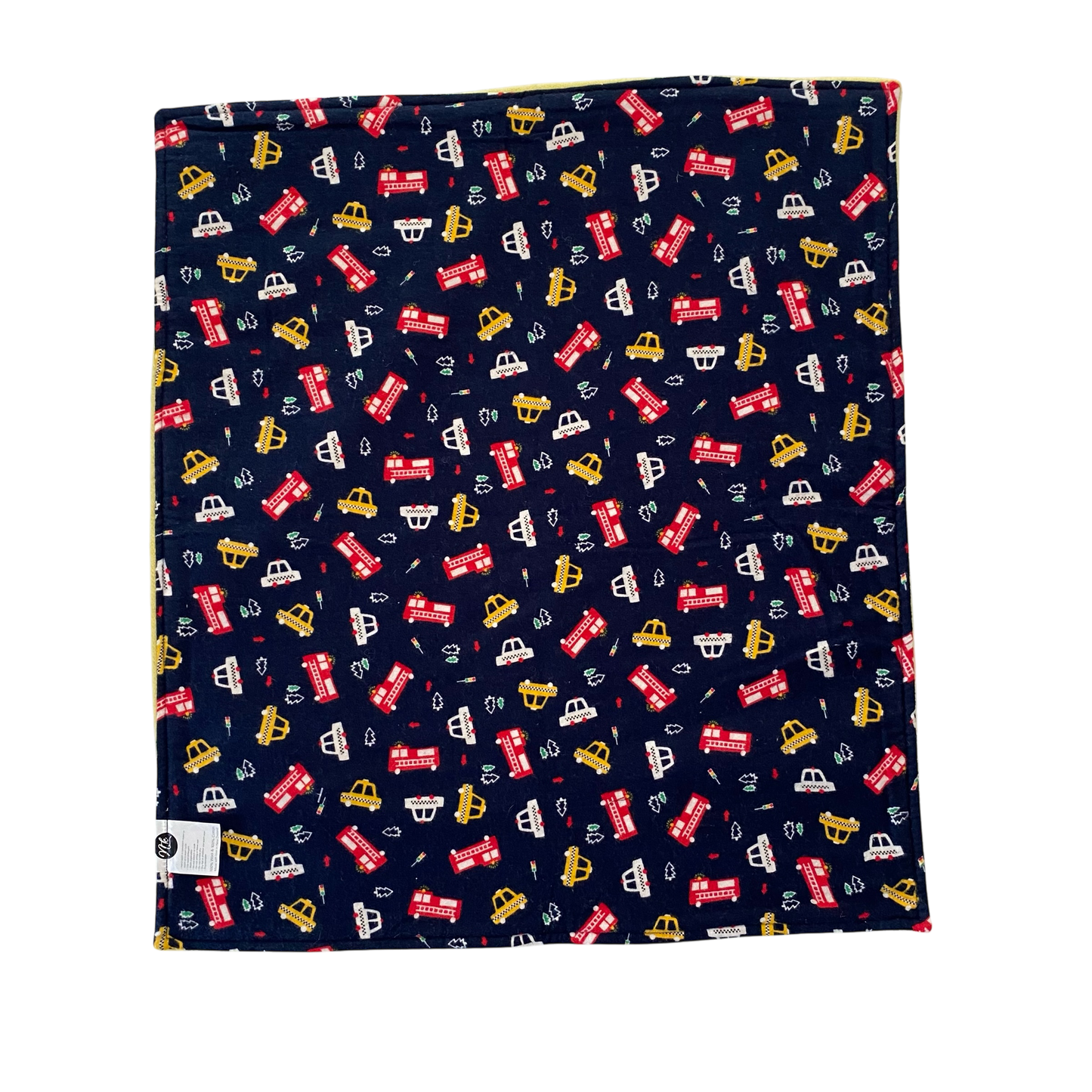 Woollen Blanket Lemon Yellow with Navy/Cars