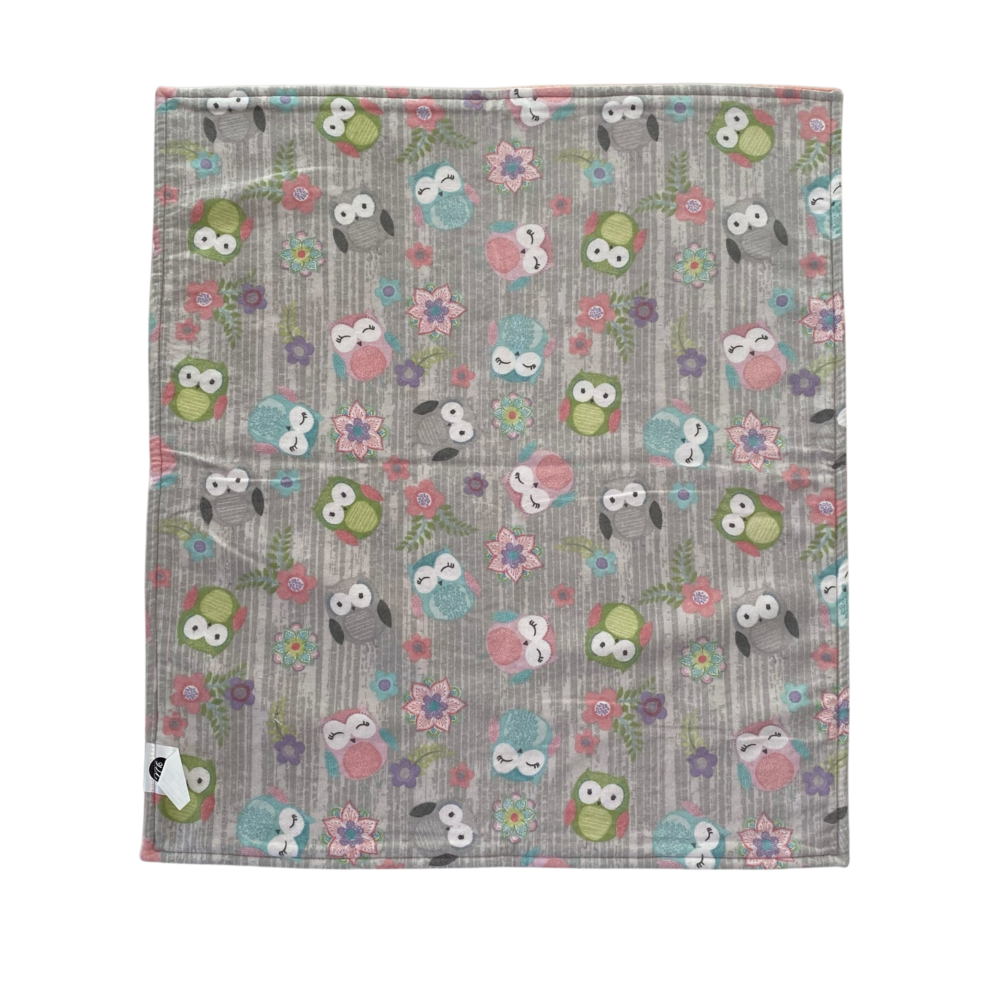 Woollen Blanket Pink and Cream Check with Owls