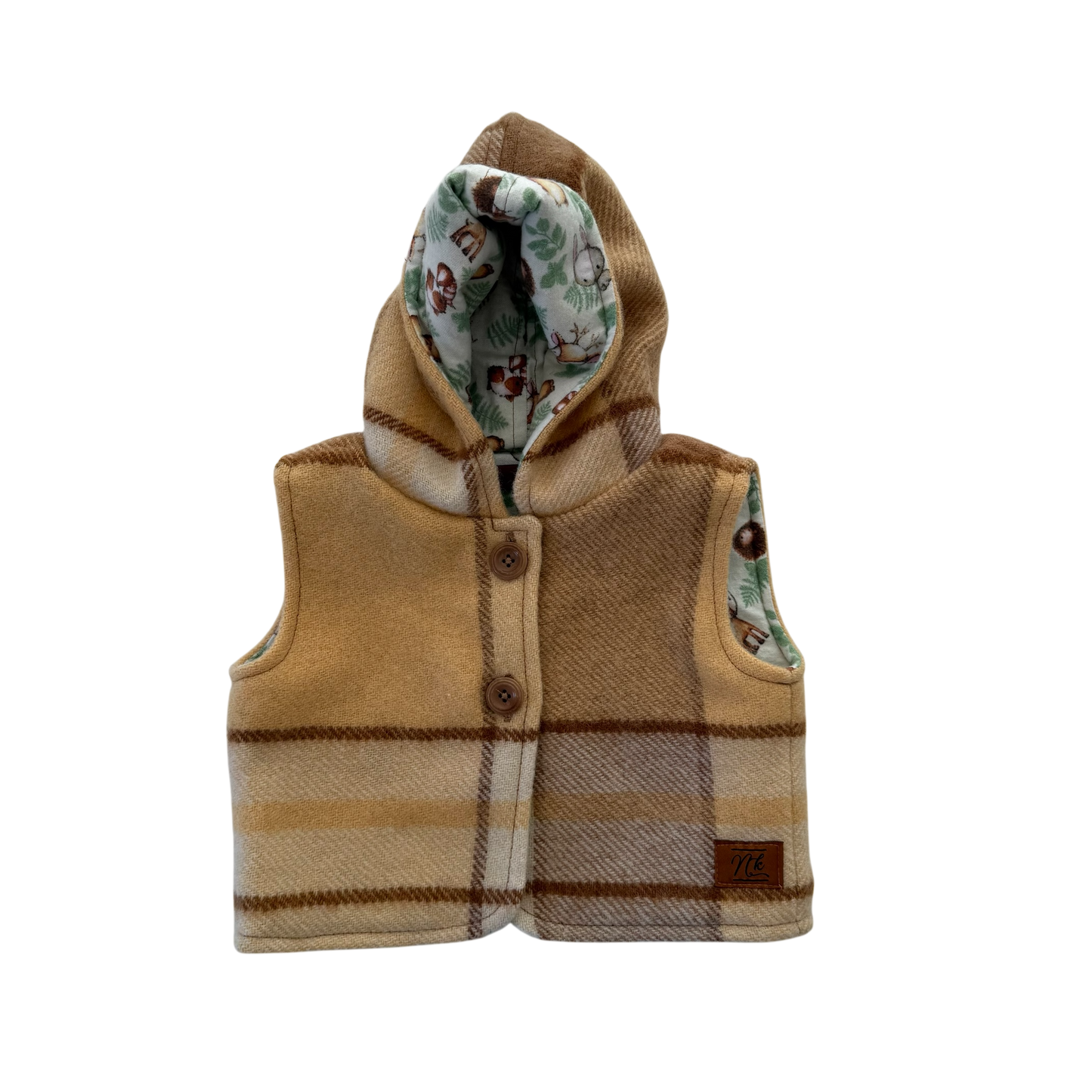 Woollen Baby Vest Neutral with Woodland Animals