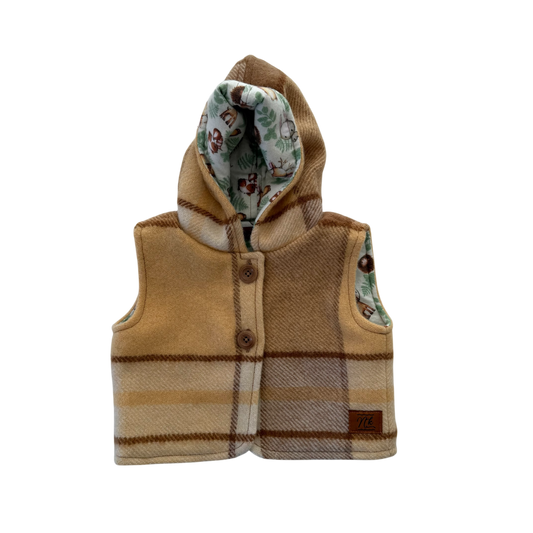Woollen Baby Vest Neutral with Woodland Animals