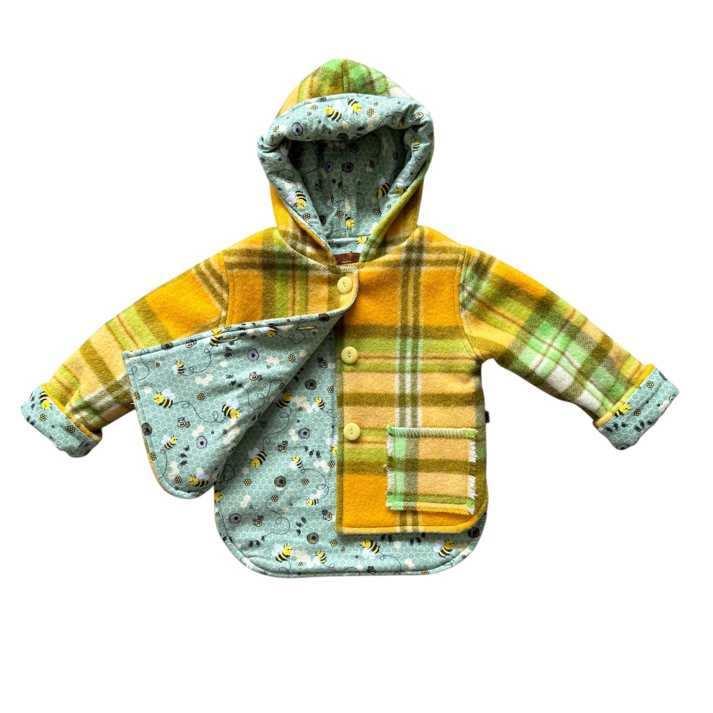 Woollen Jacket Yellow and Green with a Bee Lining