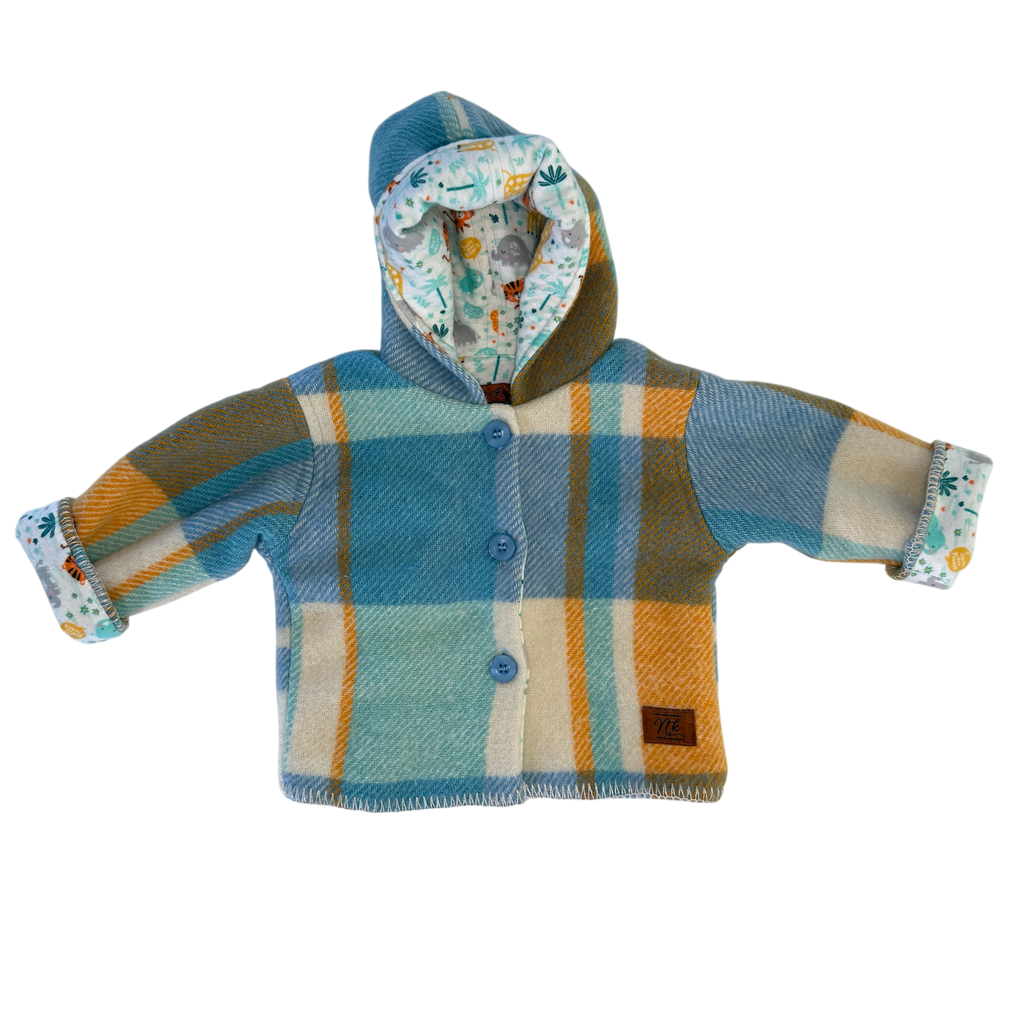 Woollen Jacket Blue/Orange with Safari Animals