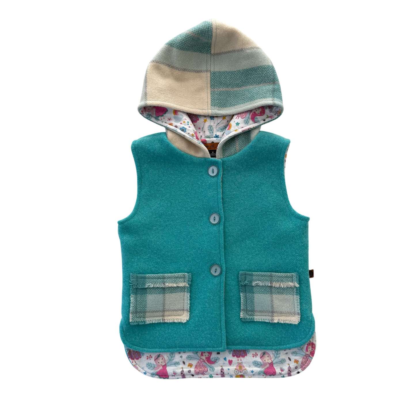 Woollen Vest Turquoise with Fairies
