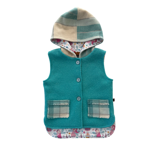 Woollen Vest Turquoise with Fairies
