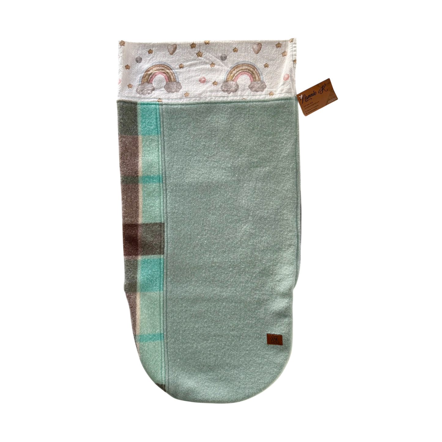 Pram Bag Duck Egg with Rainbows, Stars & Moons