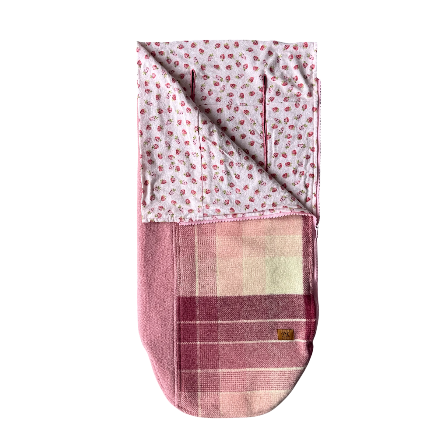 Pram Bag Dusky Pink with Small Strawberries