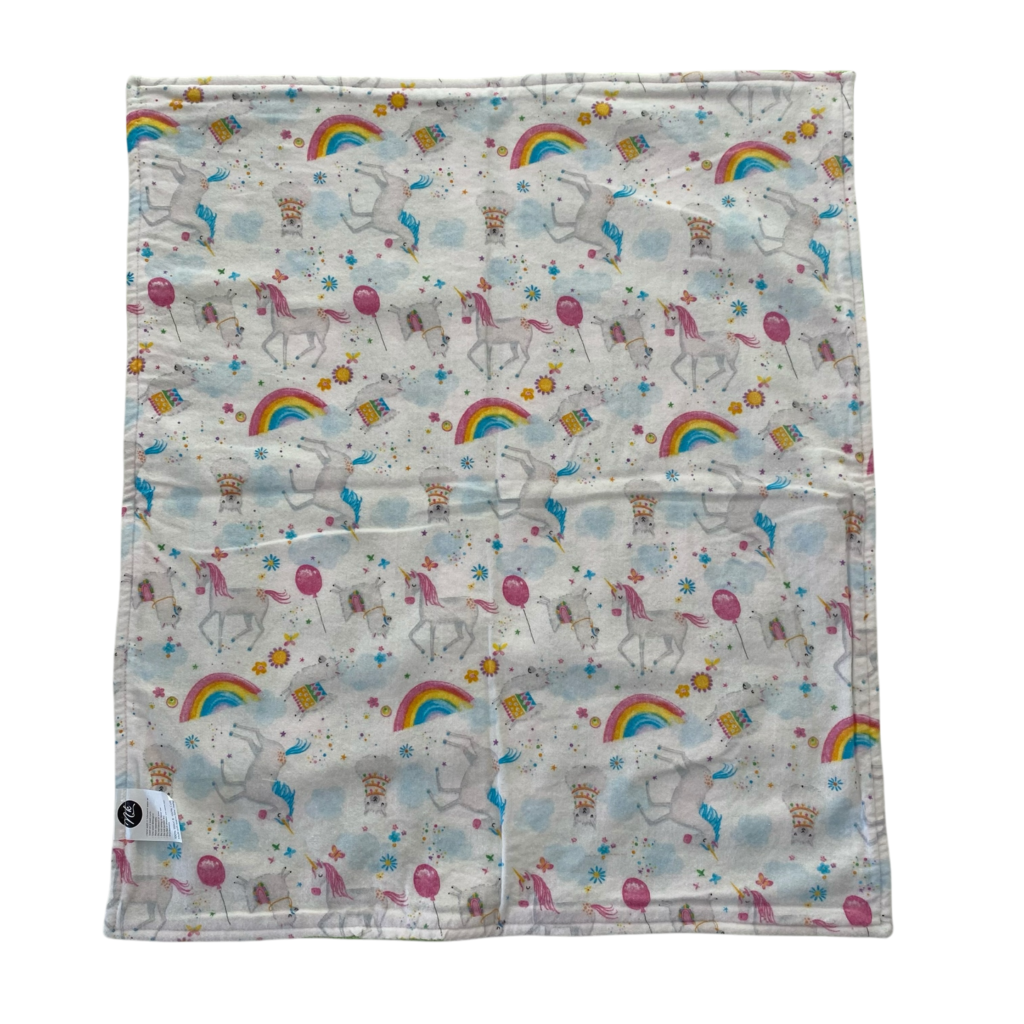 Woollen Blanket Green with Rainbows and Unicorns