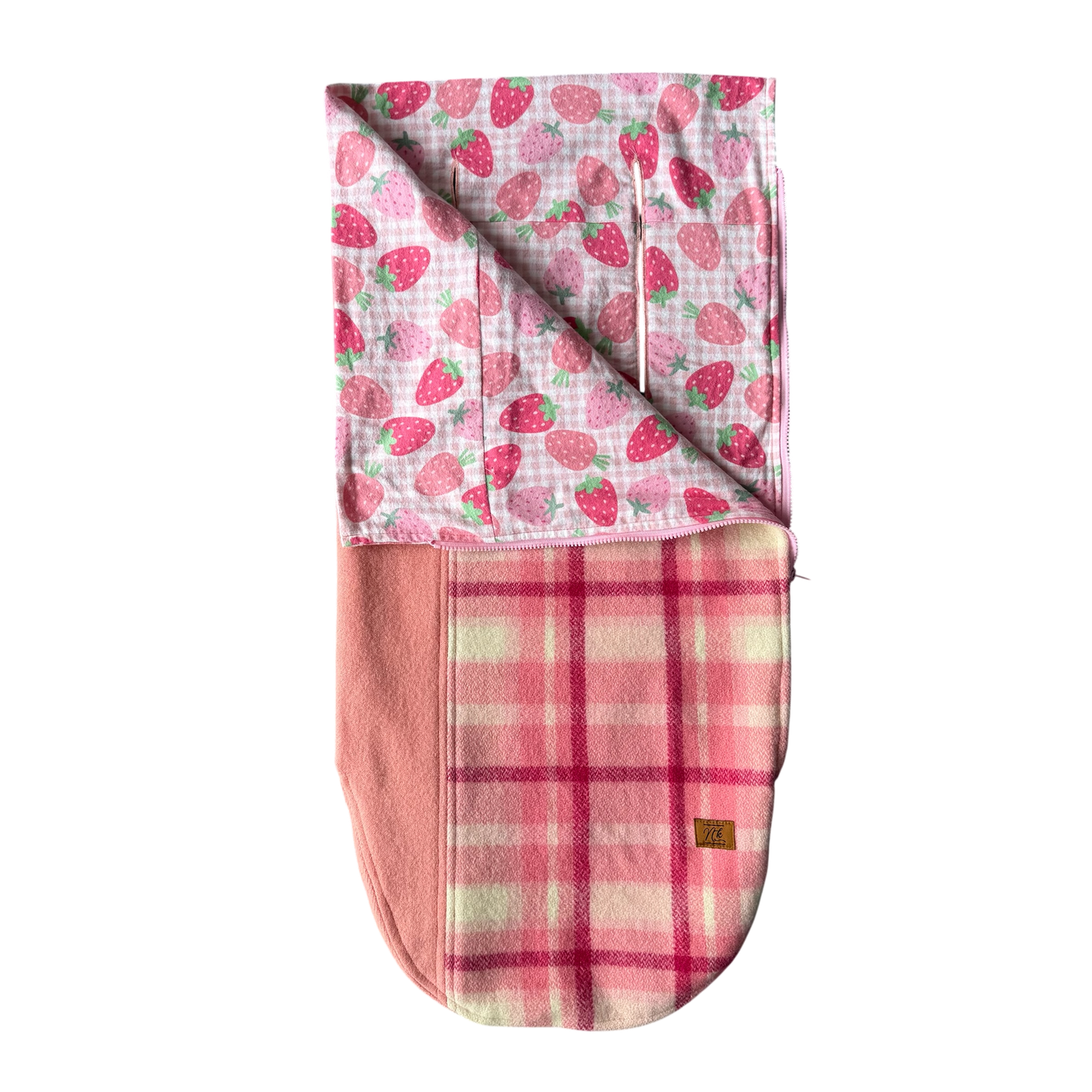 Pram Bag Pink with Large Strawberries