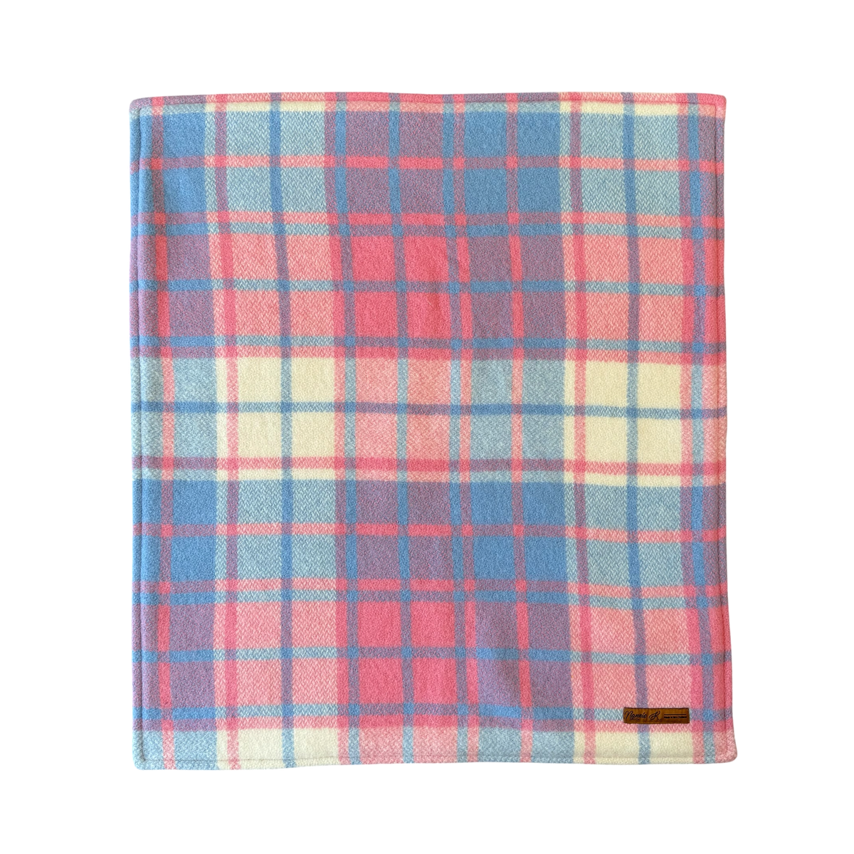 Woollen Blanket Pink, Blue & Cream with Pink