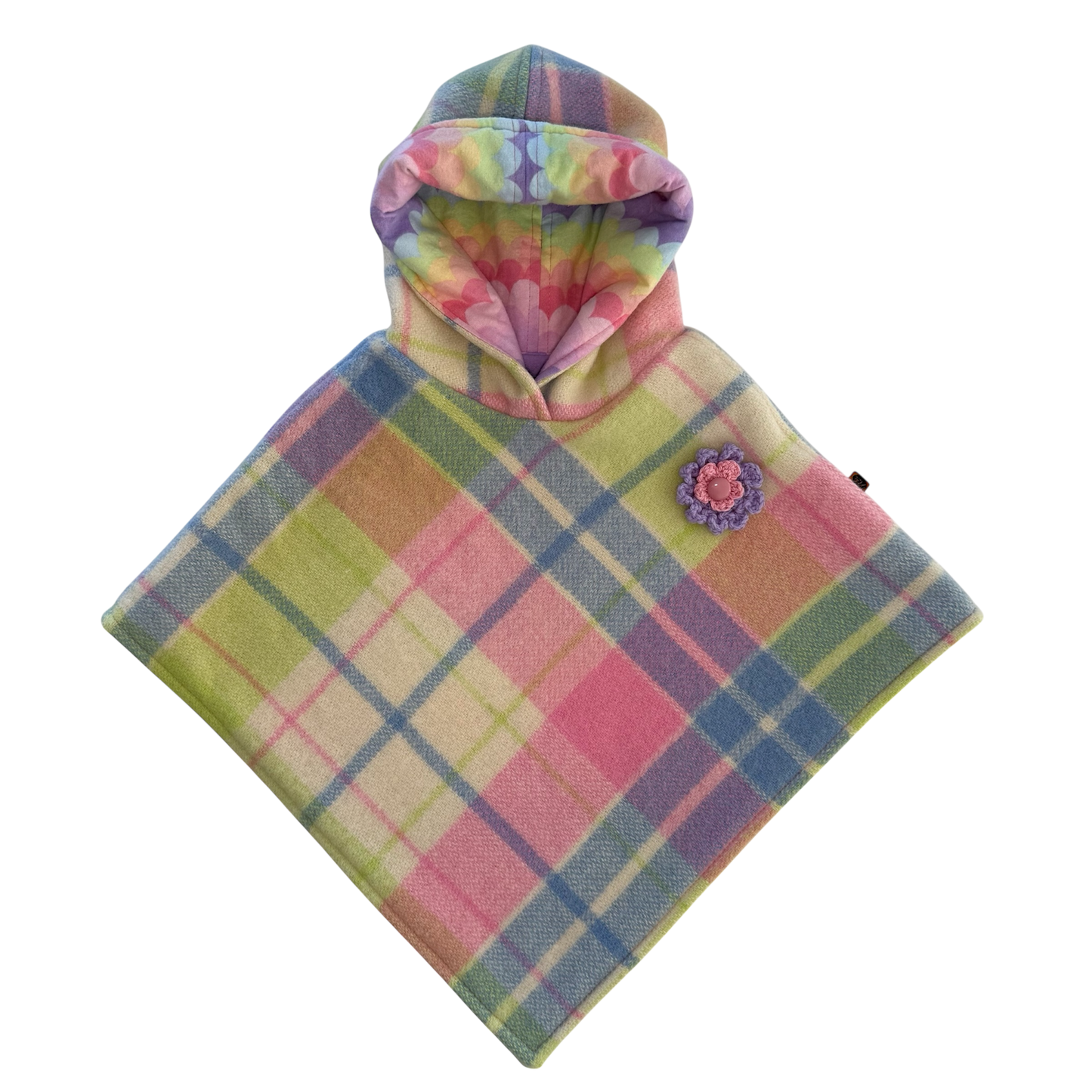 Woollen Poncho Pretty Rainbow Colours