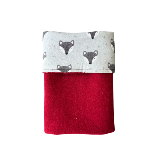 Woollen Blanket Red with Grey Foxes