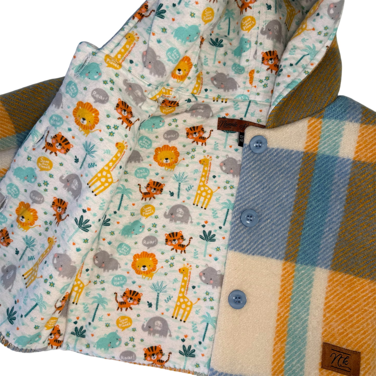 Woollen Jacket Blue/Orange with Safari Animals