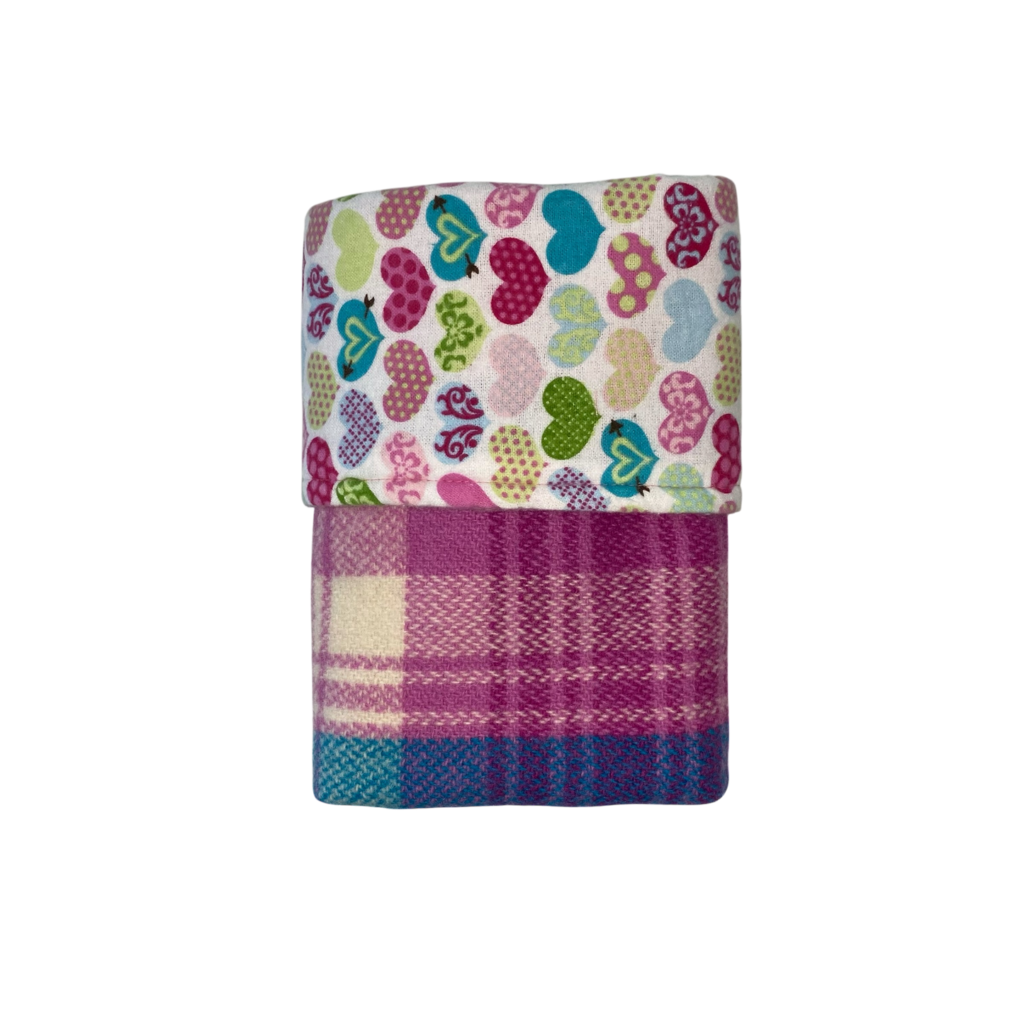 Woollen Blanket Purple and Blue with Hearts