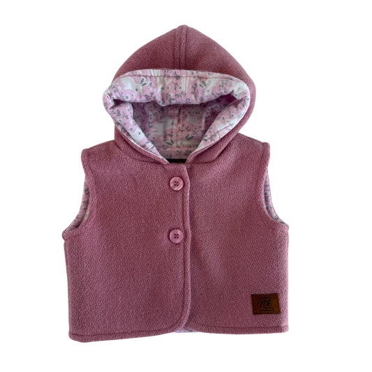 Woollen Baby Vest Pink with Pink Bunnies
