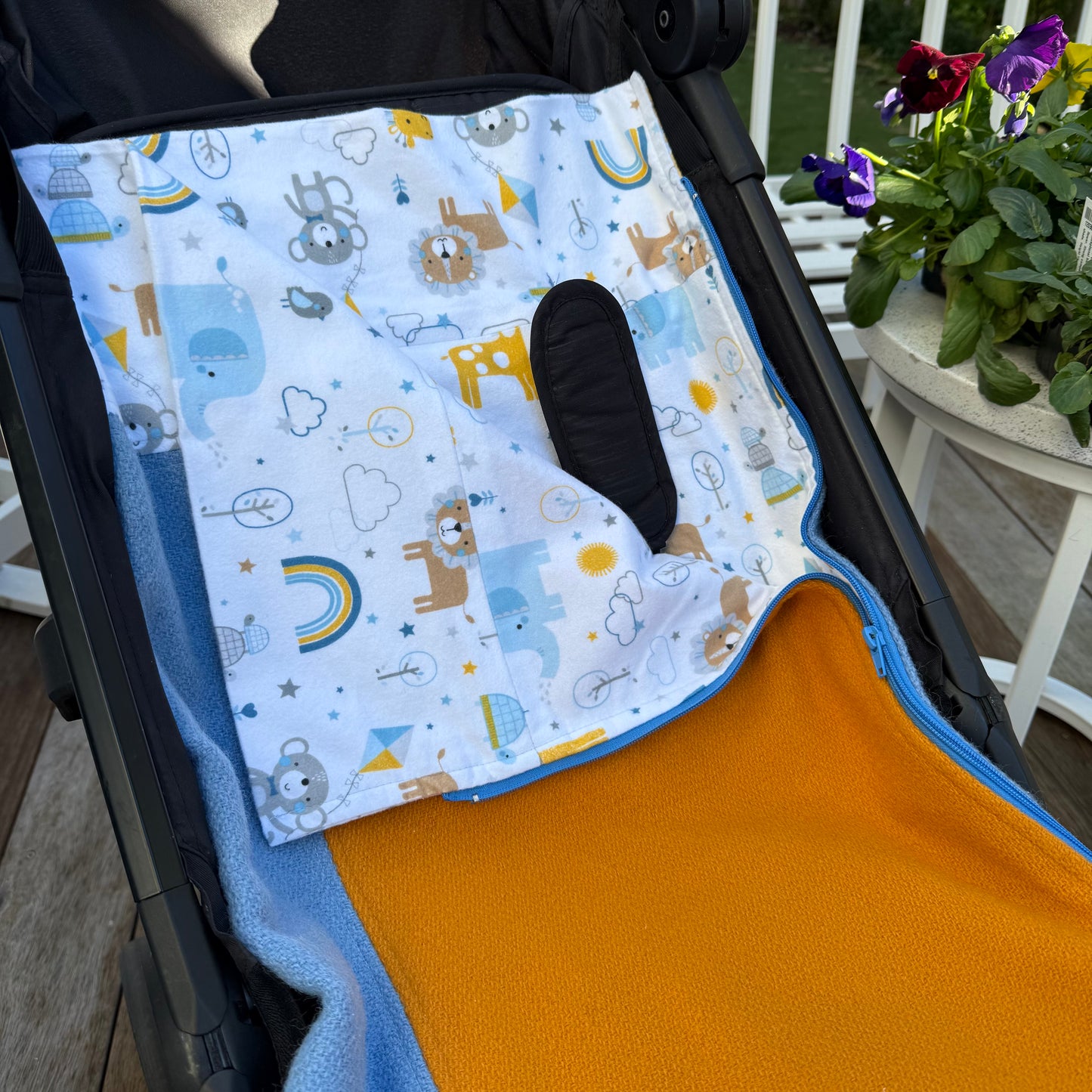 Pram Bag Tan & Blue with Nursery lining