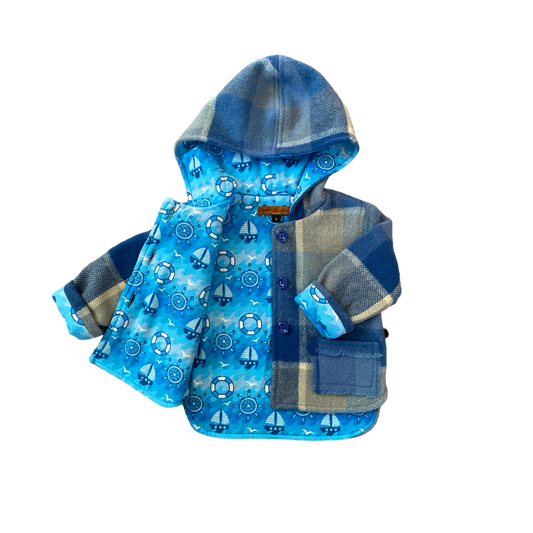 Woollen Jacket Blue with Sail Boats