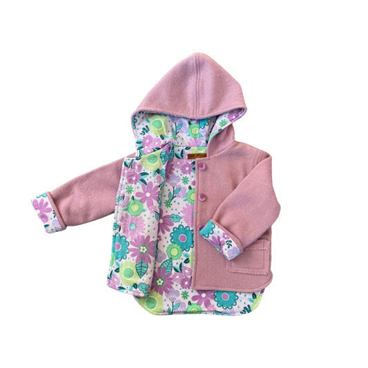 Woollen Jacket Mauve with Retro Floral