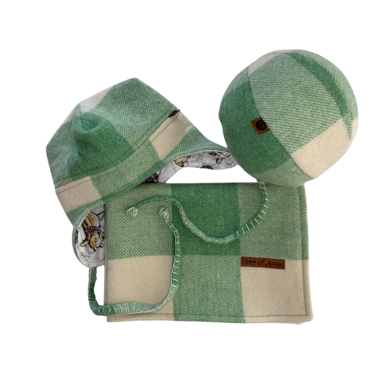 Matching Woollen Set - Green/Winnie the Pooh