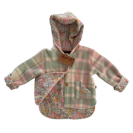 Woollen Jacket Pink and Green with Floral Lining
