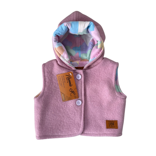 Woollen Baby Vest Mauve with Clouds