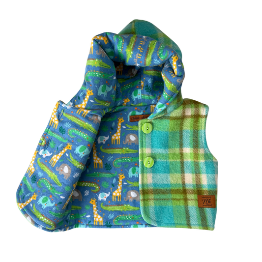 Woollen Baby Vest Blue & Green with Crocs