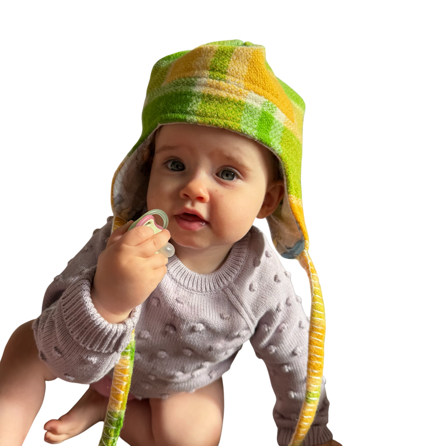 Woollen Hat Green & Yellow with Dinosaurs