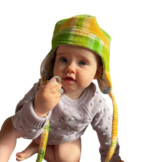 Woollen Hat Green & Yellow with Dinosaurs