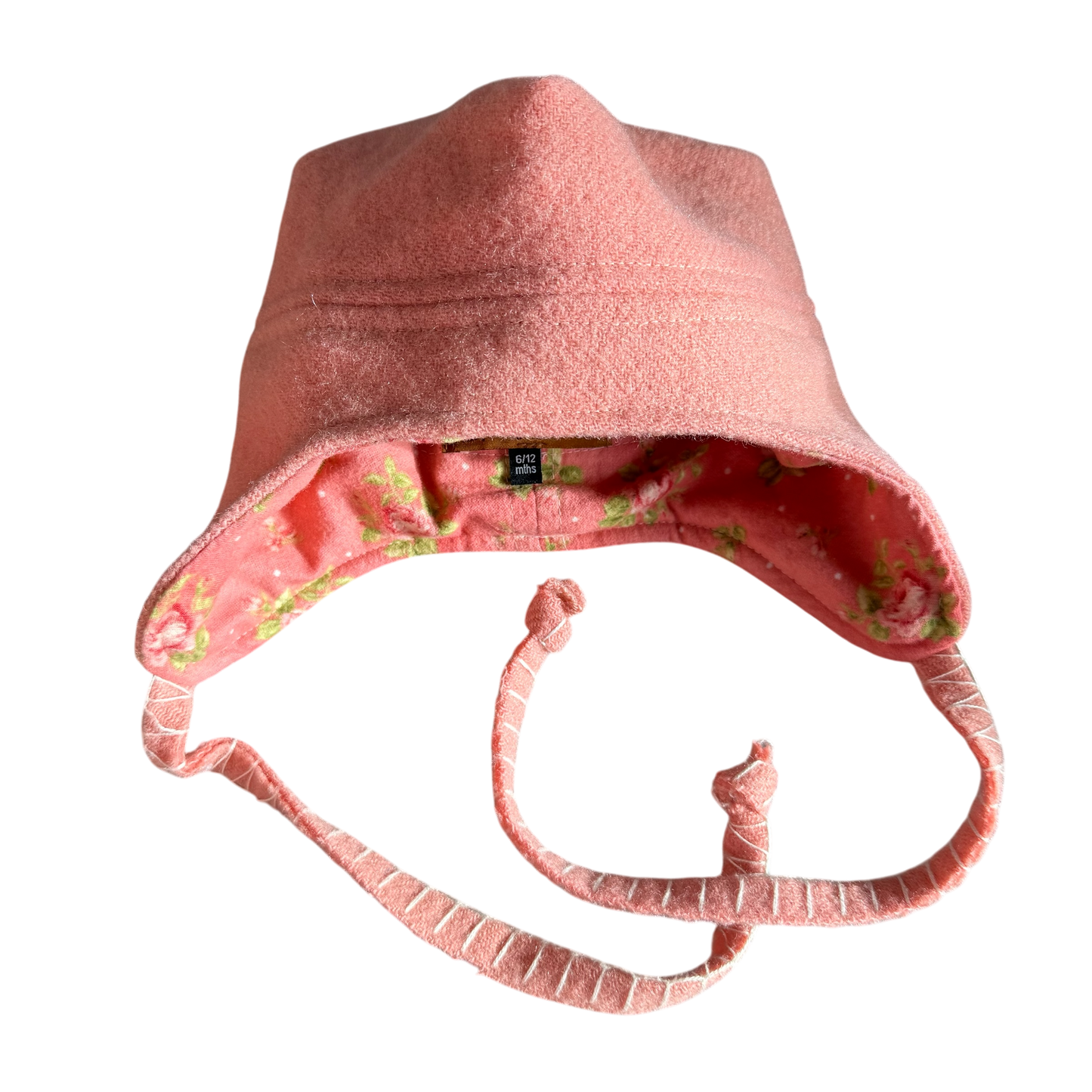 Woollen Hat Salmon Pink with a Soft Floral Lining