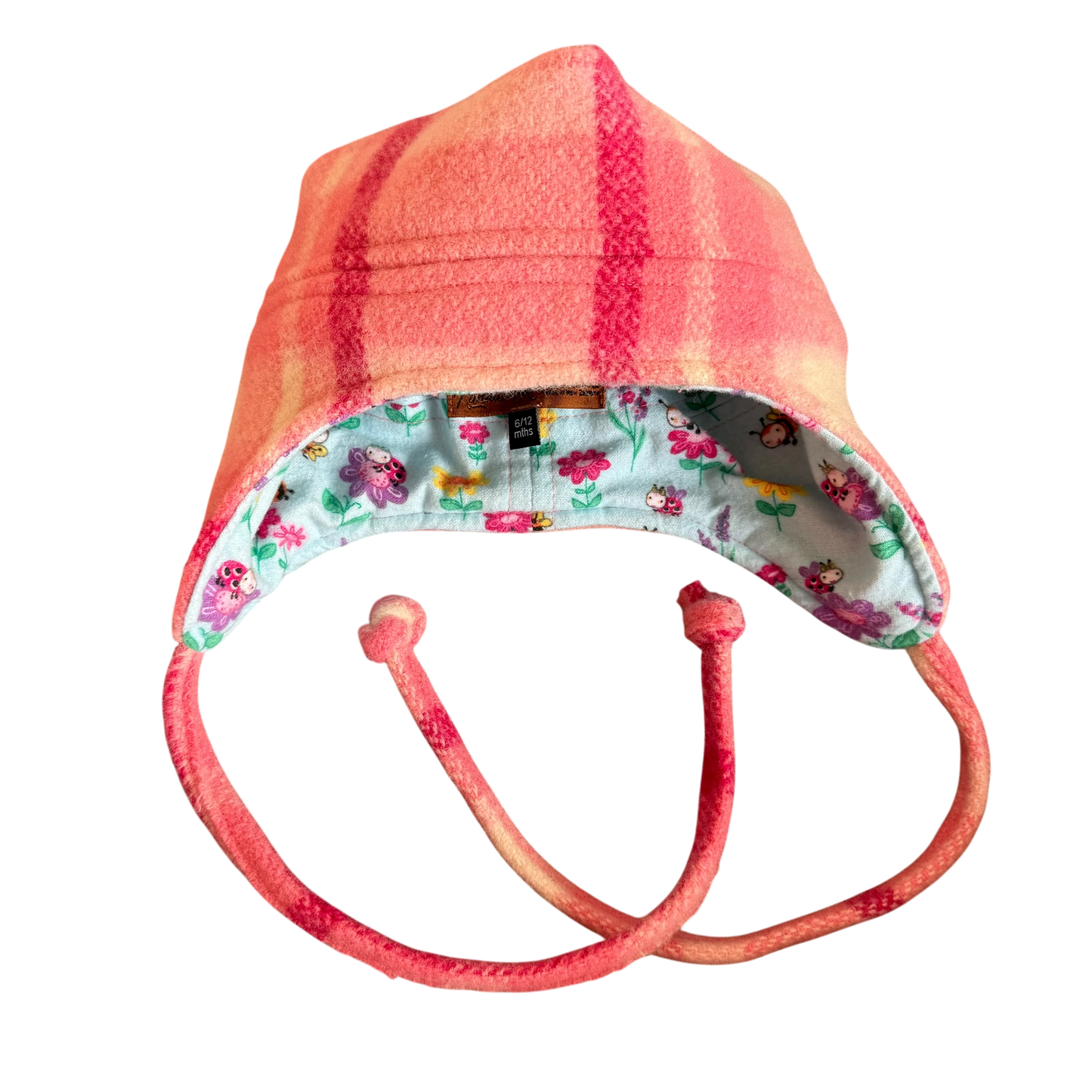 Woollen Hat Pink with Flowers & Bees