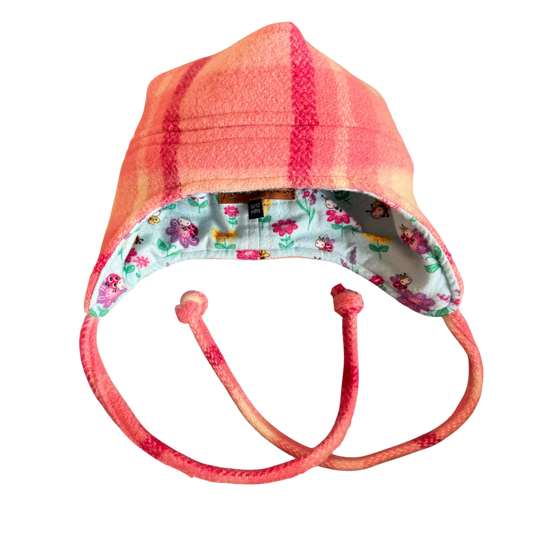 Woollen Hat Pink with Flowers & Bees