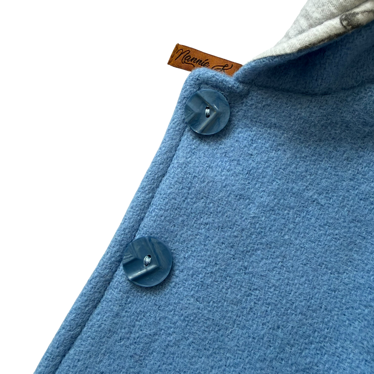 Woollen Baby Vest Blue with Grey Safari