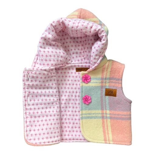 Woollen Baby Vest Pink, Blue & Cream with Small Flowers