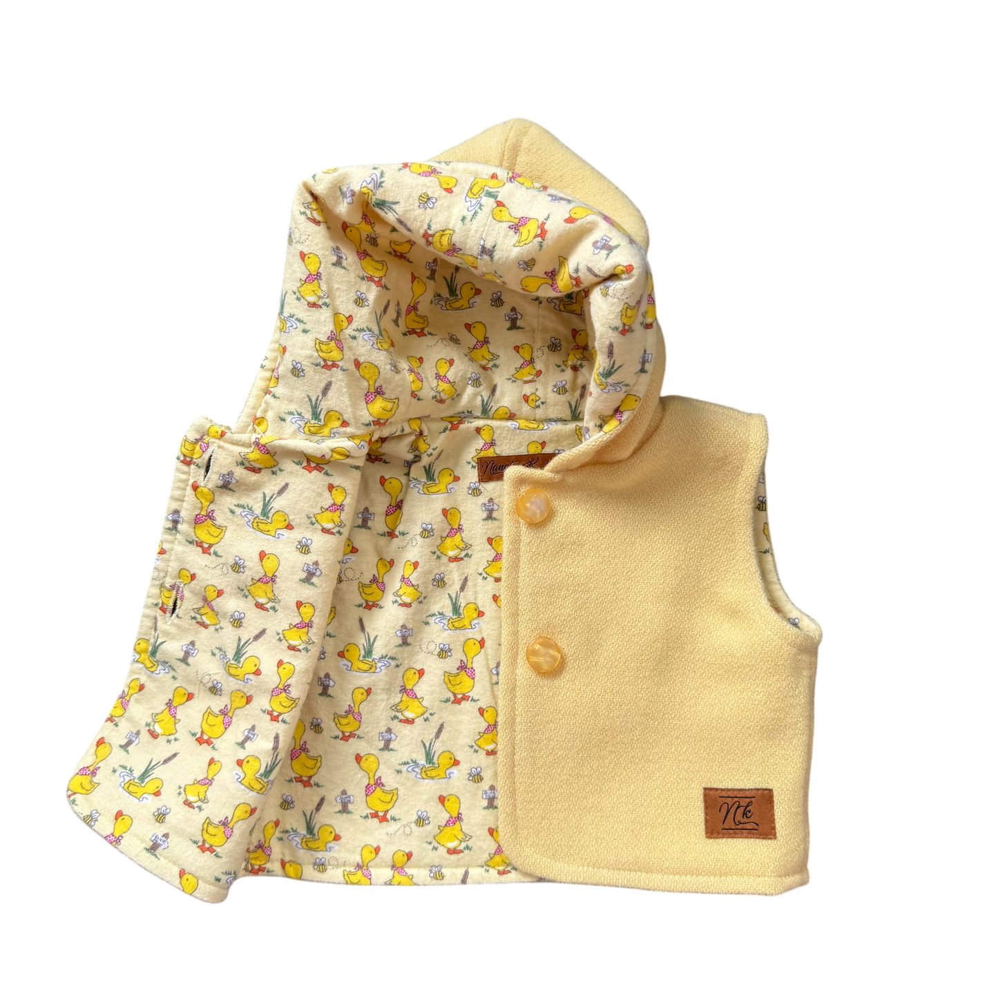Woollen Baby Vest Yellow with Ducks