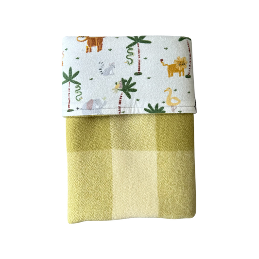 Woollen Blanket Soft Sage Green & Cream Check
