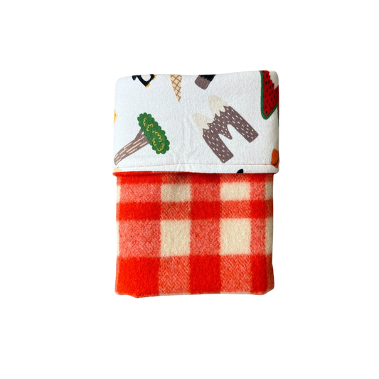 Woollen Blanket Tangerine Orange Check with Animal Alphabet