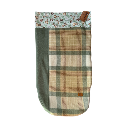 Pram Bag Olive Green & Tan with Forest Animals