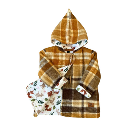 Woollen Maggie Coat Chocolate & Caramel with Forestry Lining