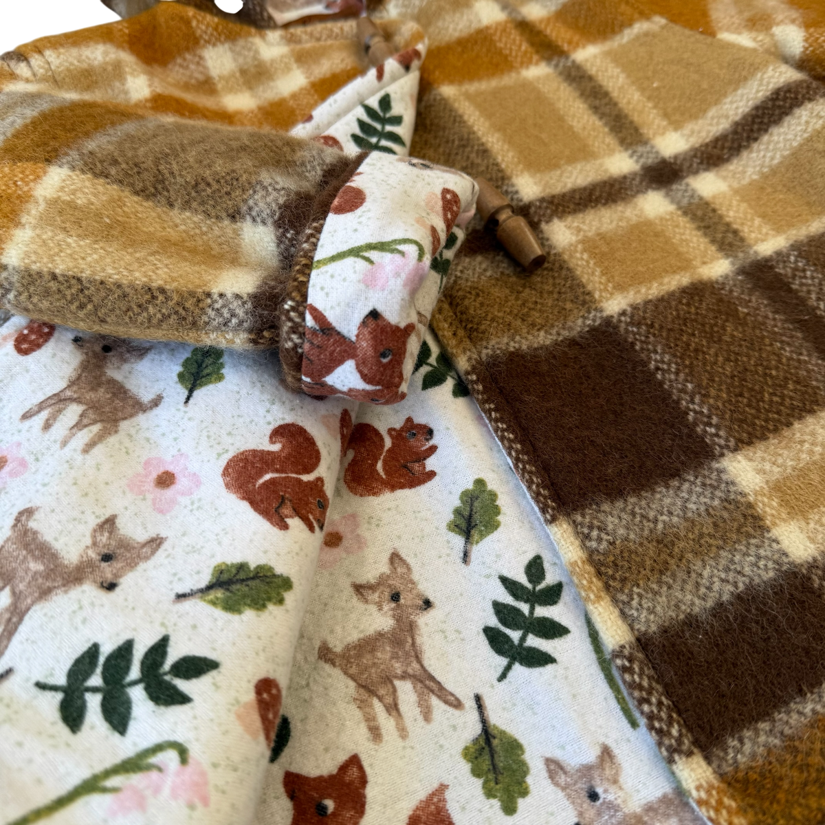 Woollen Maggie Coat Chocolate & Caramel with Forestry Lining