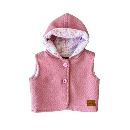 Woollen Baby Vest Pink with Pink Bunnies