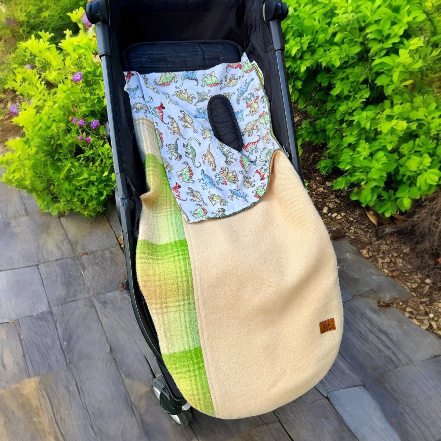 Pram Bag Green & Yellow with Dinosaurs