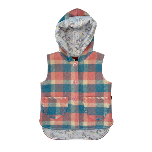 Woollen Vest Pink & Blue wth Unicorns