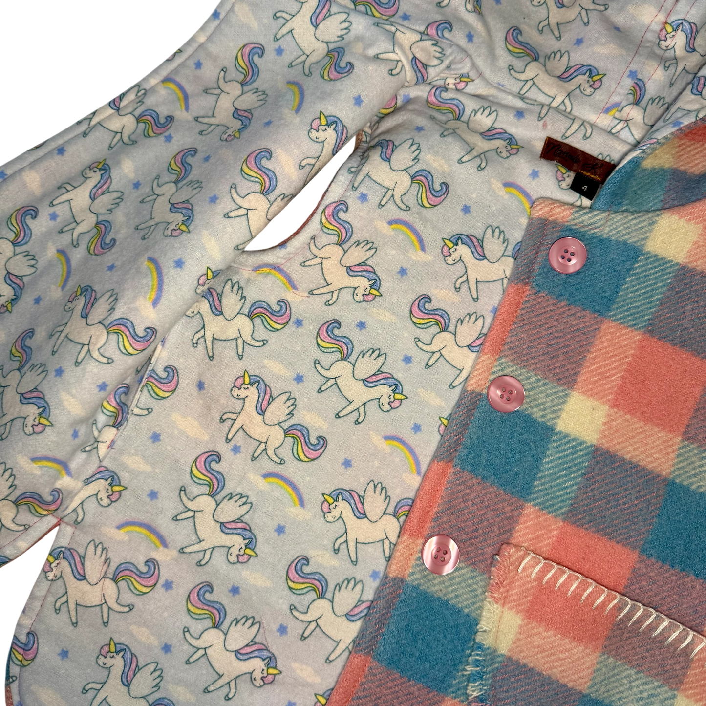 Woollen Vest Pink & Blue wth Unicorns
