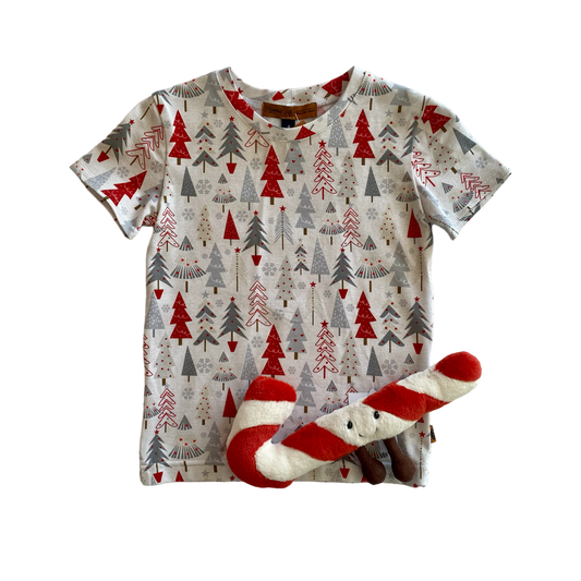 Christmas T-Shirt White with Xmas Trees