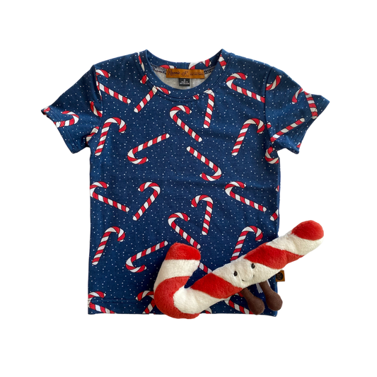 Christmas T-Shirt Navy with Candy Canes