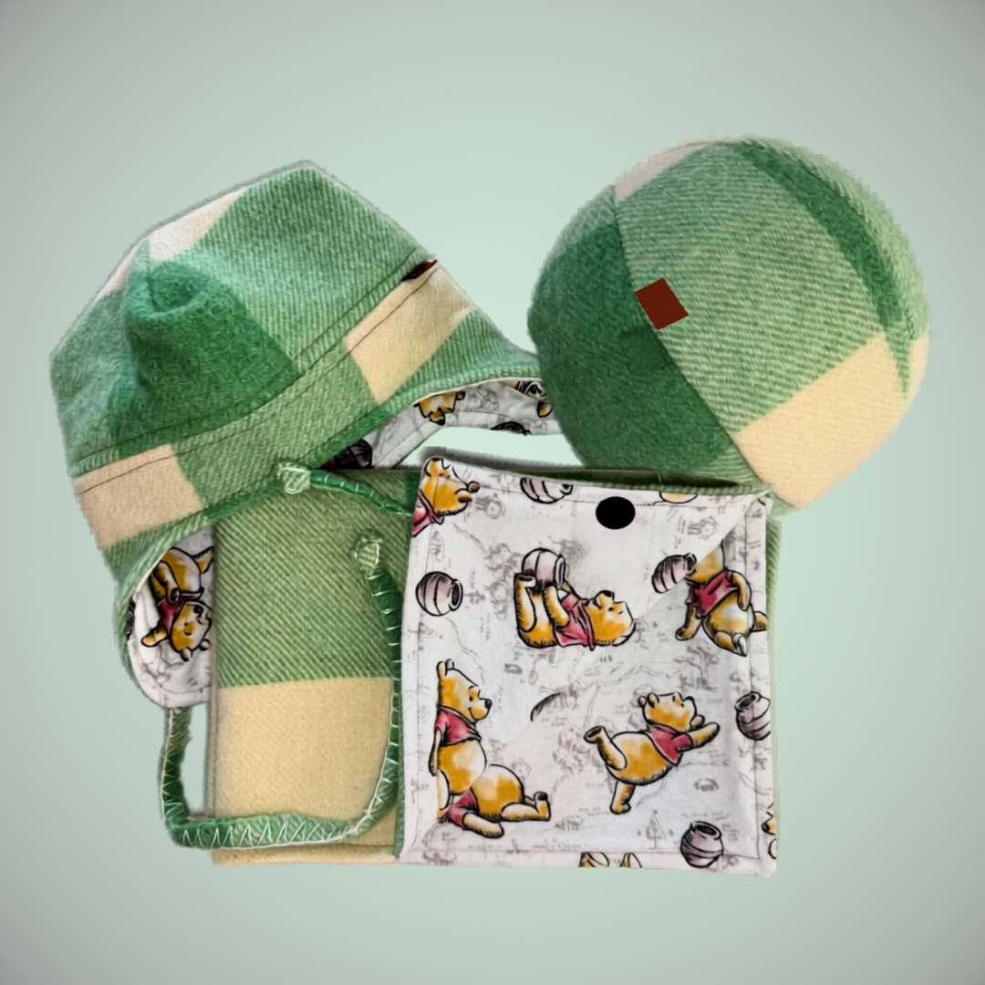 Matching Woollen Set - Green/Winnie the Pooh