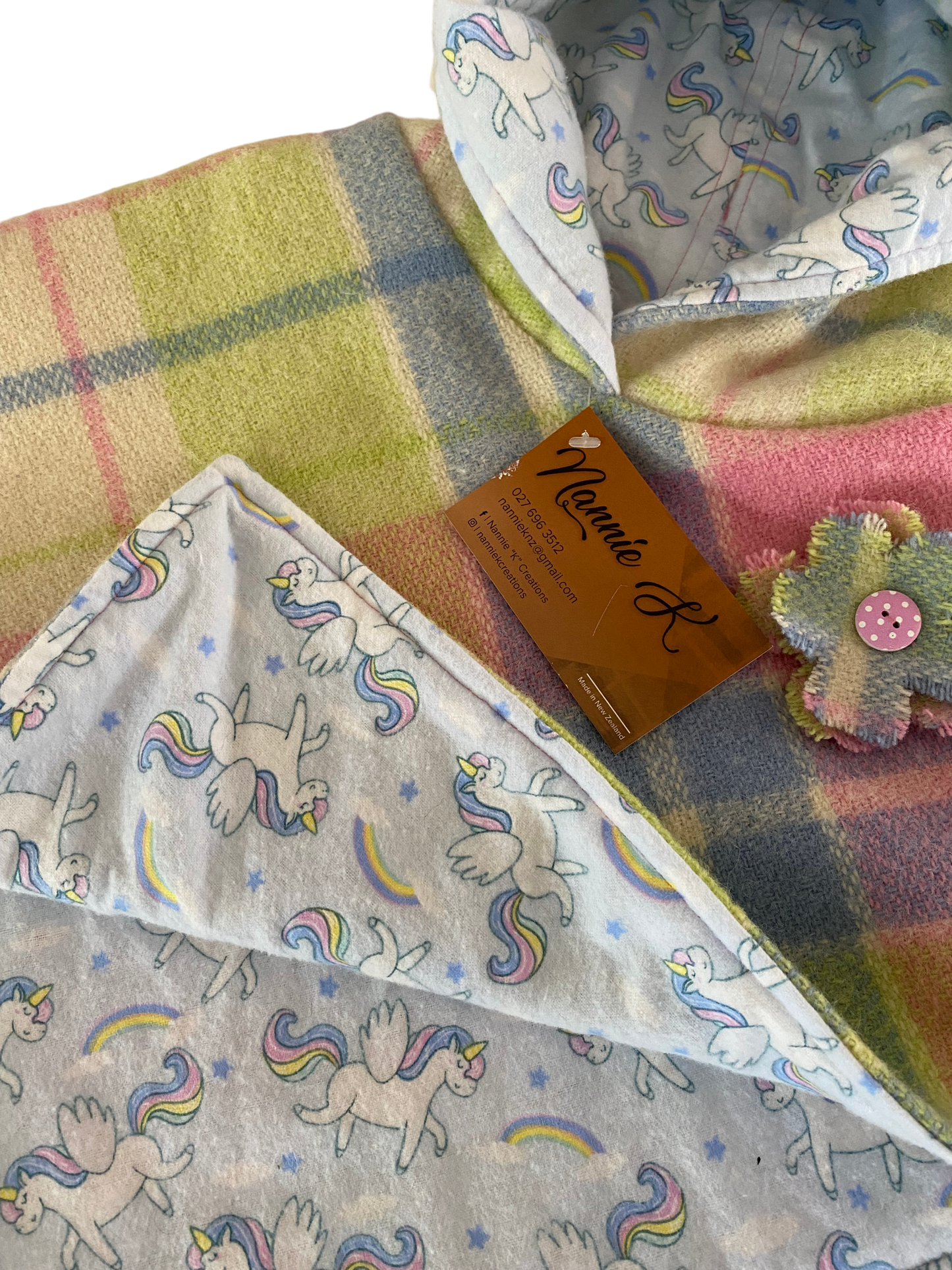 Woollen Poncho Rainbow with Unicorns
